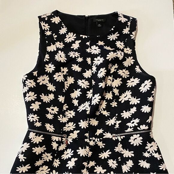 AnnTaylor Petite Black & White Floral Sheath Dress Women's Size 6P - Picture 2 of 16